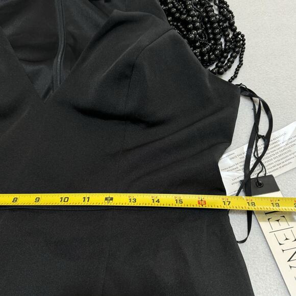 Mac Duggal IEENA 10 V-neck Beaded Sleeve Mini Evening Dress Black 26526 NWT RARE - Picture 15 of 16